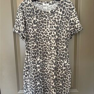 Cherish Leopard Print Short Sleeve Dress - Black and Cream